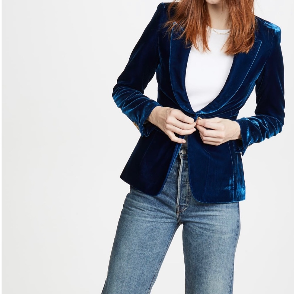 SMYTHE BLUE VELVET BLAZER JACKET SZ 2